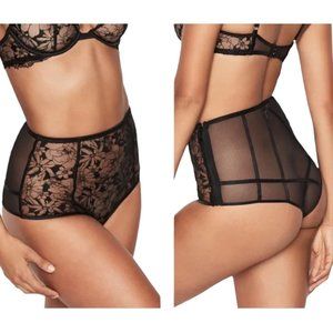 Victoria's Secret NEW Embroidered High Waist Cheeky Panty Black Lace, Large NWT